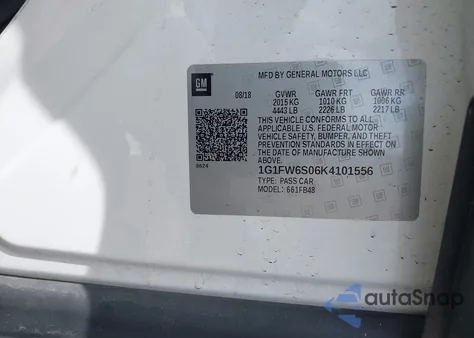 2019 Chevrolet Bolt Ev Lt from USA, damaged, VIN 1G1FW6S06K4101556
